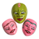 Ensemble de 3 masques muraux vintage peints à la main