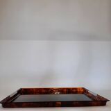 Pair of vintage trays in briar effect lucite