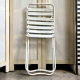 Folding chair in wood and white metal