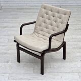 1970s, Scandinavian armchair, furniture wool, dark beech wood.