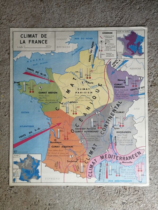 Carte scolaire vintage mdi France - Côtes de l'atlantique.