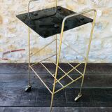 Vintage side table in brass and smoked glass, 1960