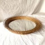 Round vintage wicker mirror - 45 cm