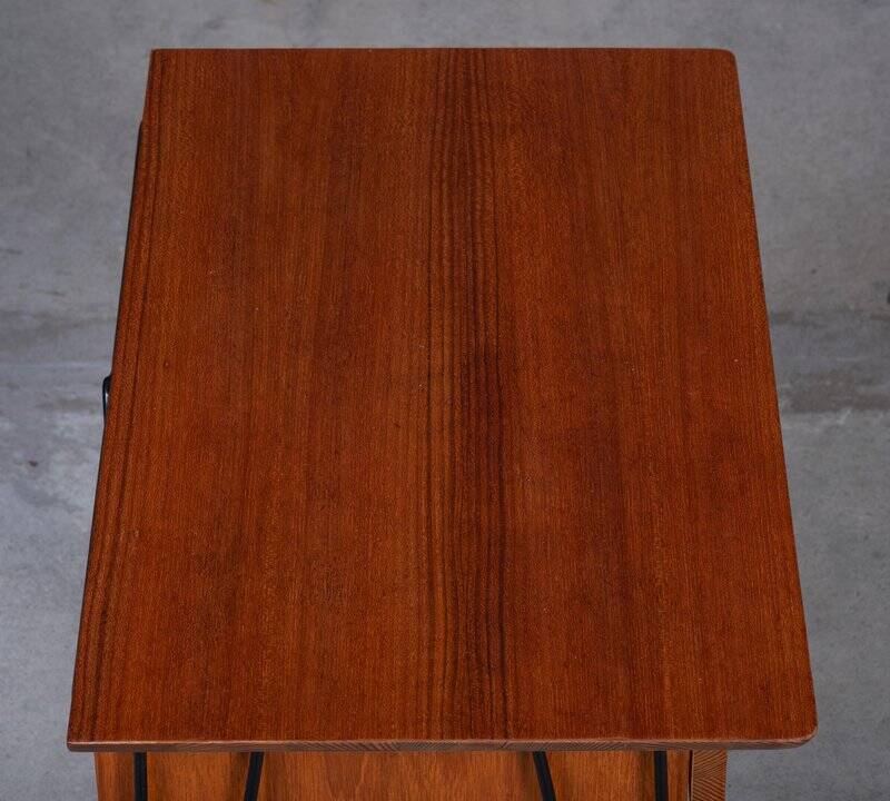 Mid-Century Modern Danish Teak Bedside Table with Metal Frame, 1960s