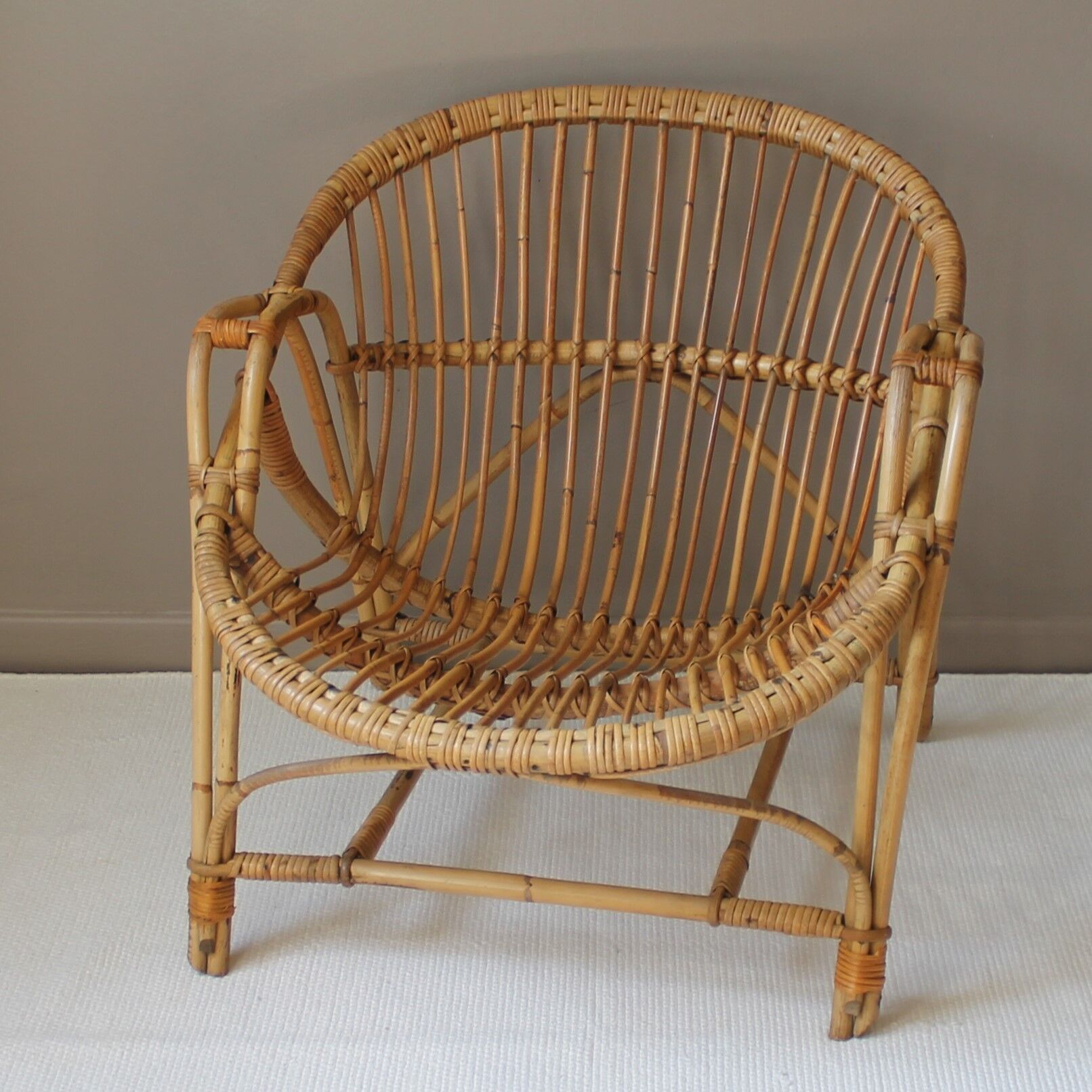 Rattan armchair & vintage bamboo
