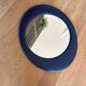Oval wall mirror 1970s blue faux leather