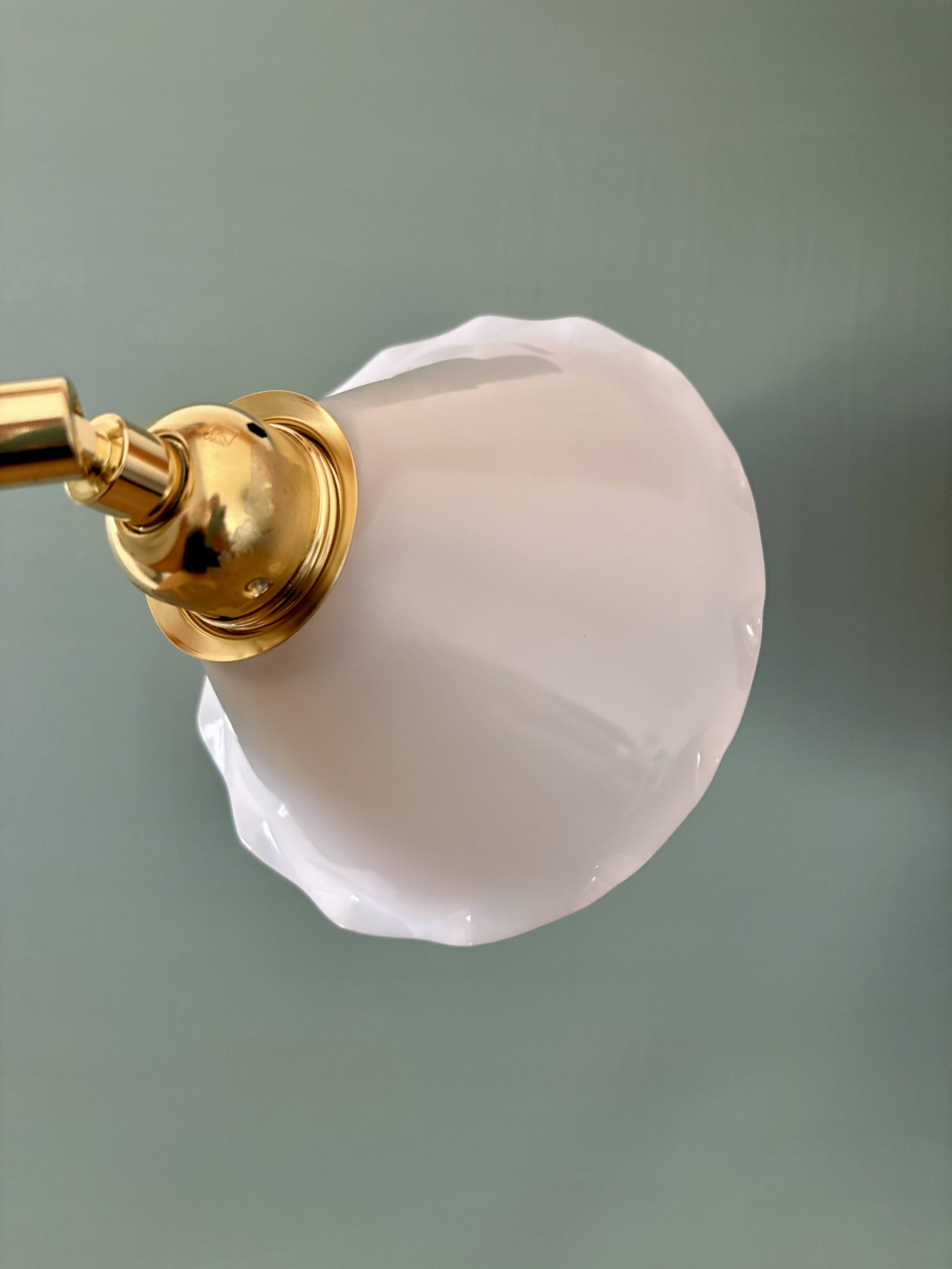 Vintage wall lamp with white opaline glass shade