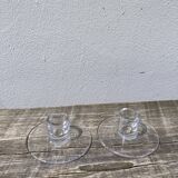 Pair of transparent glass candlesticks