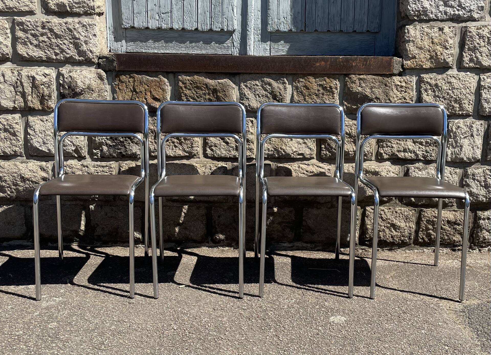 4 modern dining chairs / Chocolate brown upholstery