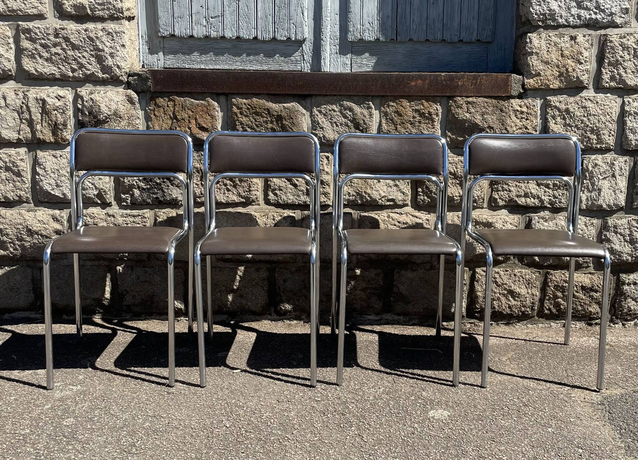 4 modern dining chairs / Chocolate brown upholstery