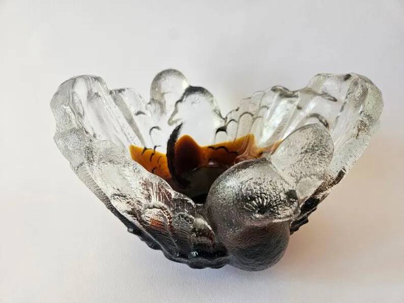 Midcentury Pertti Santalahti Glass Bowl, Humppila, Finland, 1960s