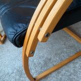 Mid-century leather sofa, 2 fotels, and table in sett