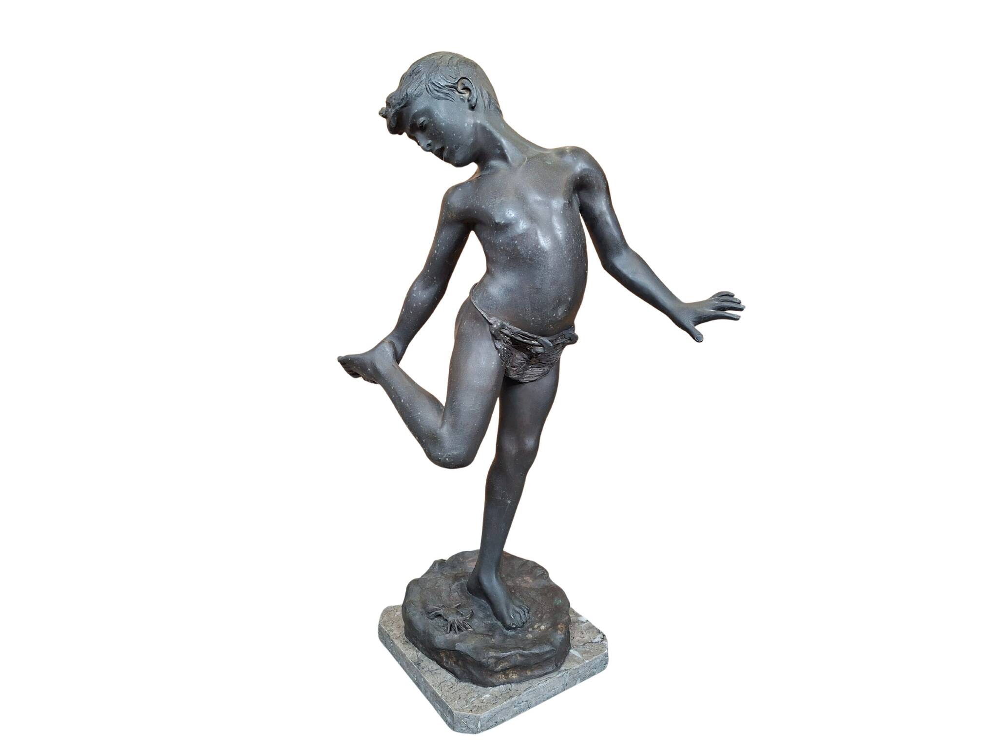 Splendida Scultura in Bronzo: "Il Bambino Morso dal Granchio" '90