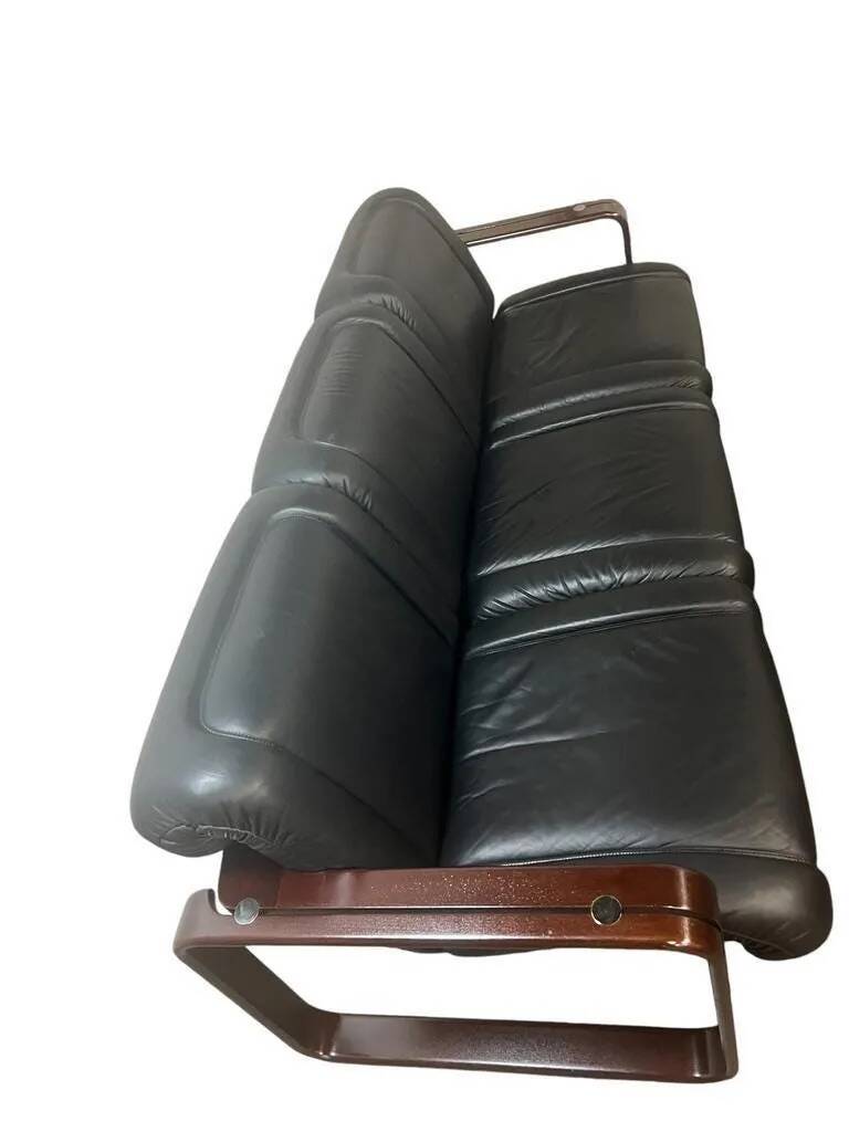 Canapé / canapé vintage en cuir noir martin stoll