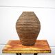 Old basket, burgundy straw and bramble, woven basket, interior decoration