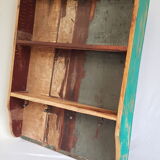 Wall shelf 3 shelves + 4 hooks cast iron in polychrome wood