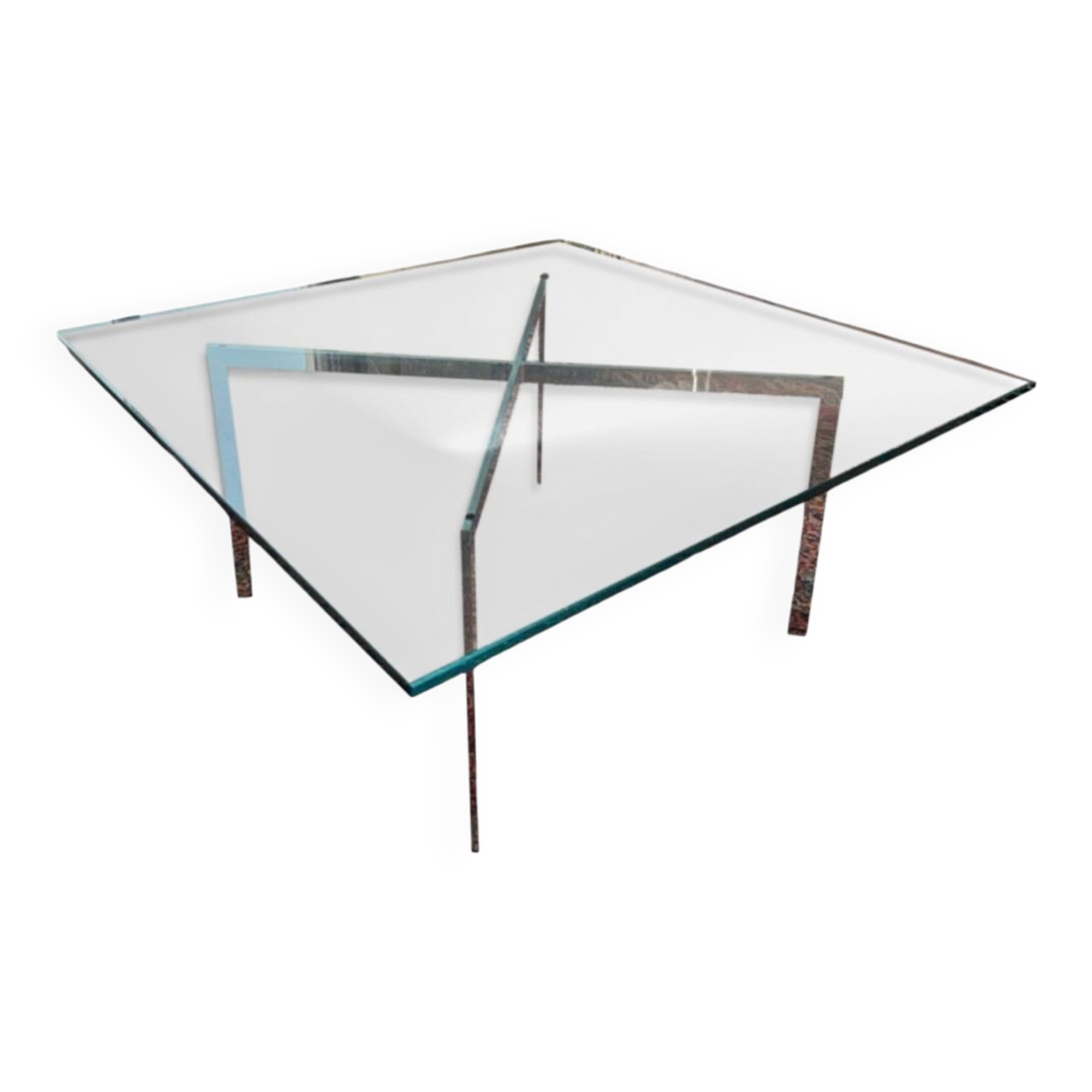 Design coffee table in glass & metal