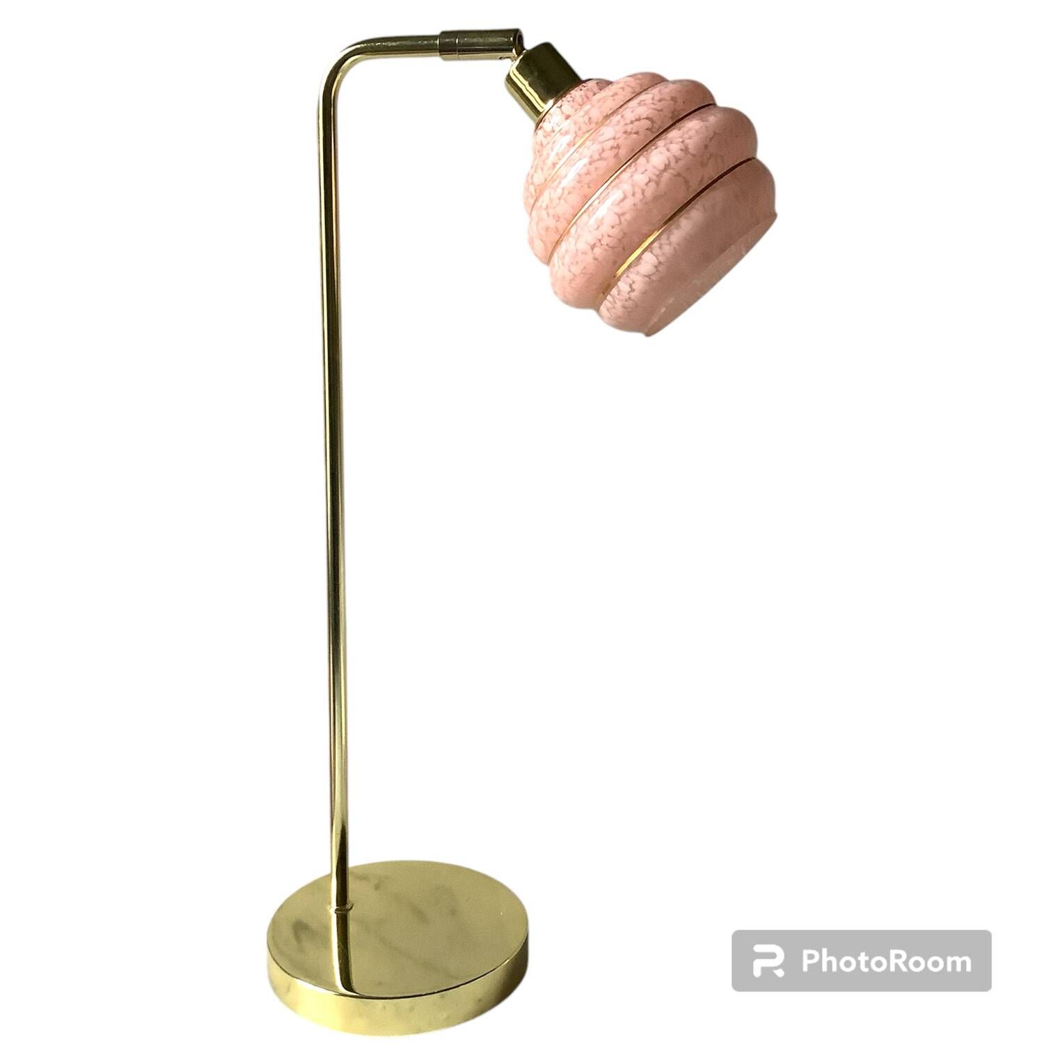 Vintage lamp with golden base and swiveling Clichy glass globe - 60s-70s