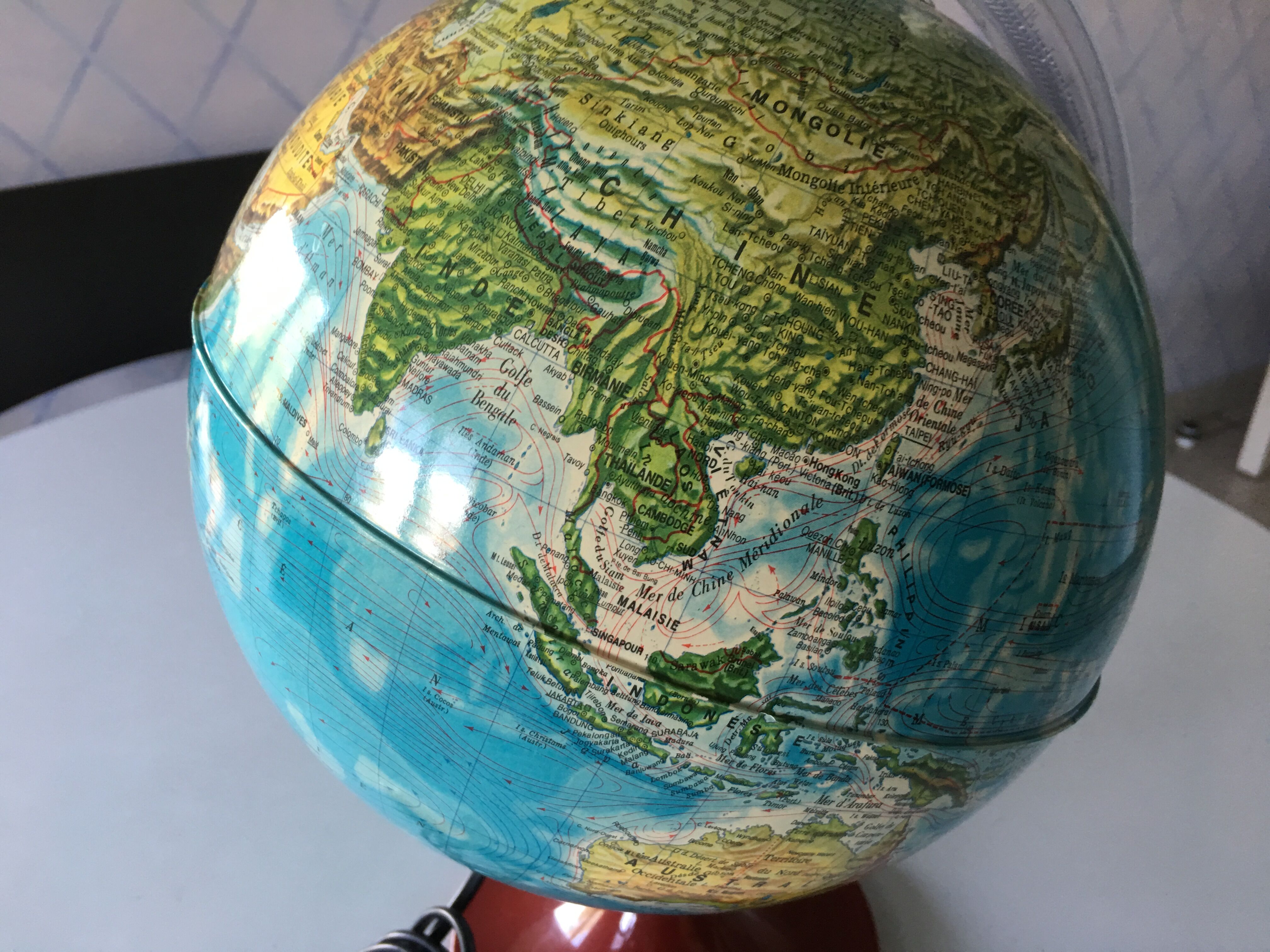 Mappemonde lumineuse années 70