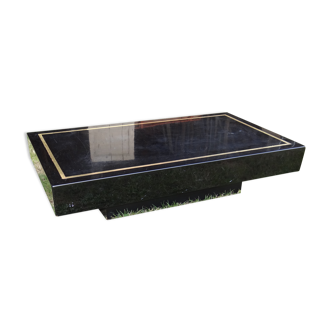 coffee table by Jean Claude Mahey wool and brass fillet