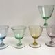 Set of 5 glasses with colored glass shot shot 70s