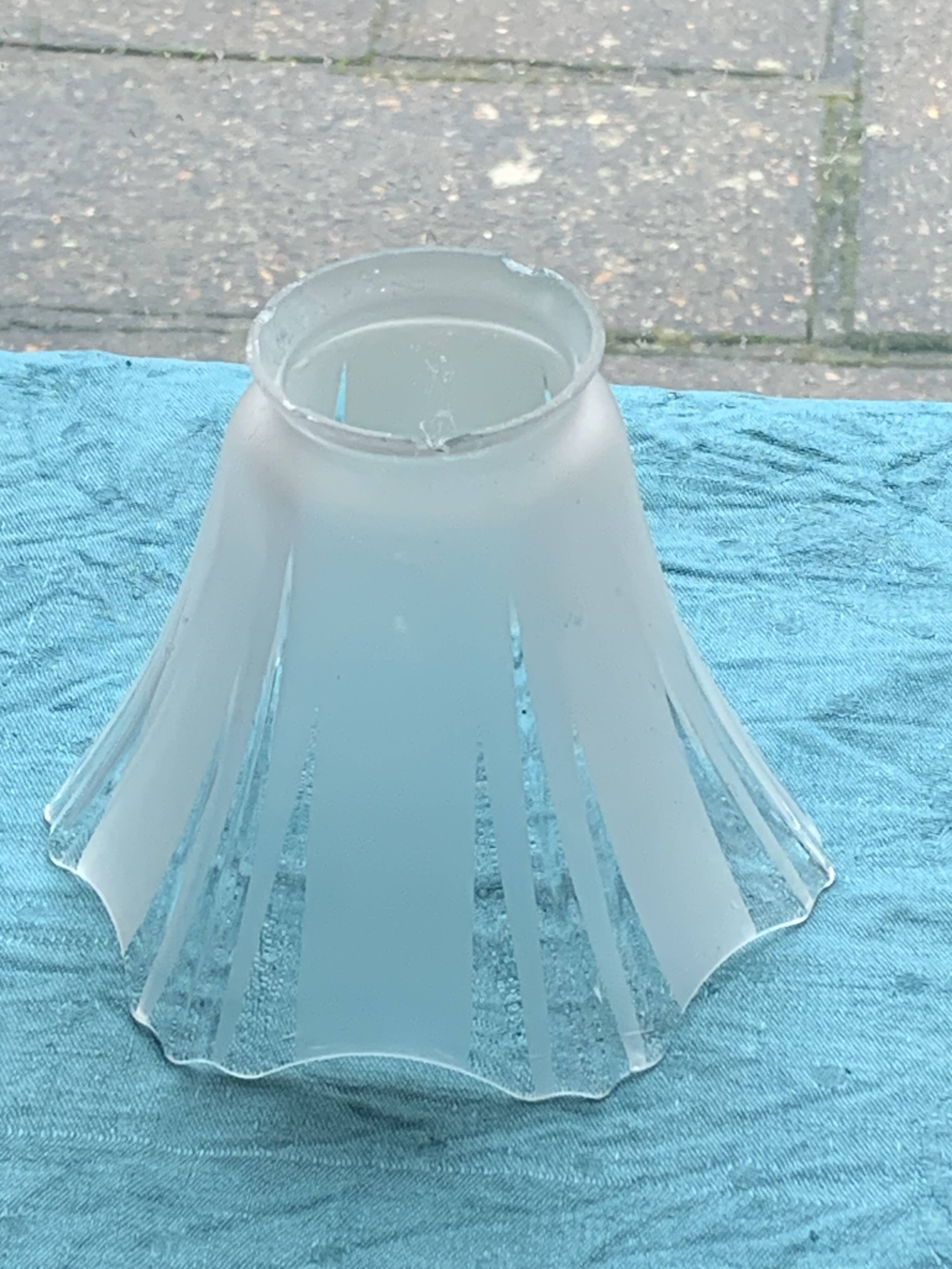 Globe tulipe en verre transparent et blanc, en forme de corolle de fleurs, vintage 1950