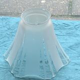 Globe tulipe en verre transparent et blanc, en forme de corolle de fleurs, vintage 1950