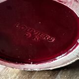 Ringed ceramic vase from Louviers, red and gold, 1950s