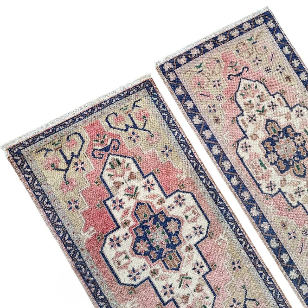 Set of 2 vintage handmade Turkish rugs 55x98 cm