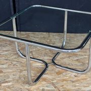 Vintage 1970s Space Age coffee table – tubular chrome & glass