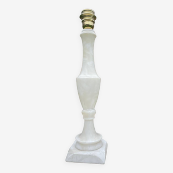 Lampe balustre en albâtre blanc vintage 1969-70