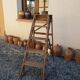 Antique wooden carpenter's stepladder, traces of paint, treated, 110 cm