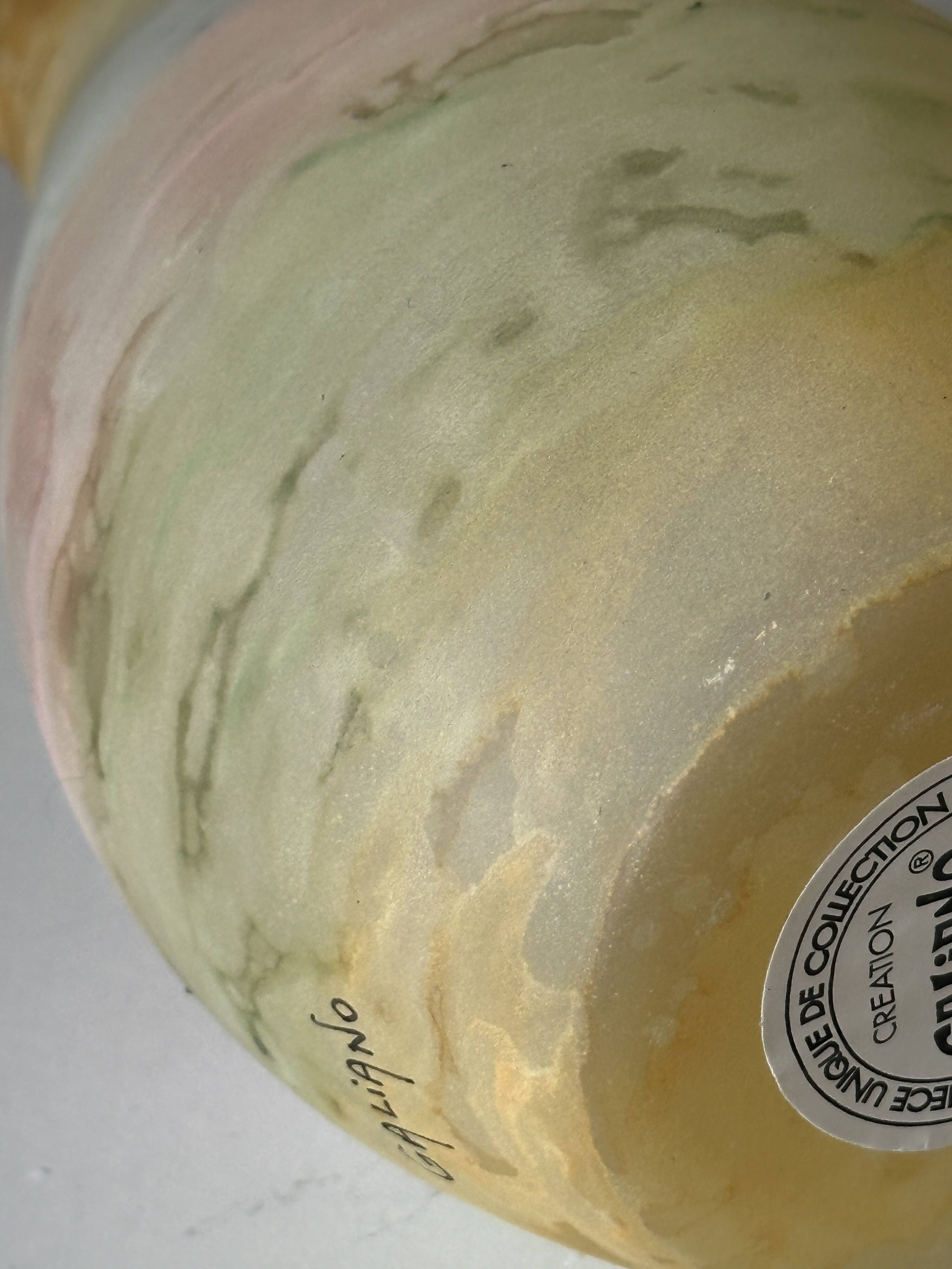 Acidulated art glass vase signed Galiano vintage 80s