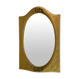 Oval gold mirror with faceted edge, 1950s
