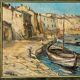 Painting signed Filhos oil on panel 1950 "Port de Martigues".