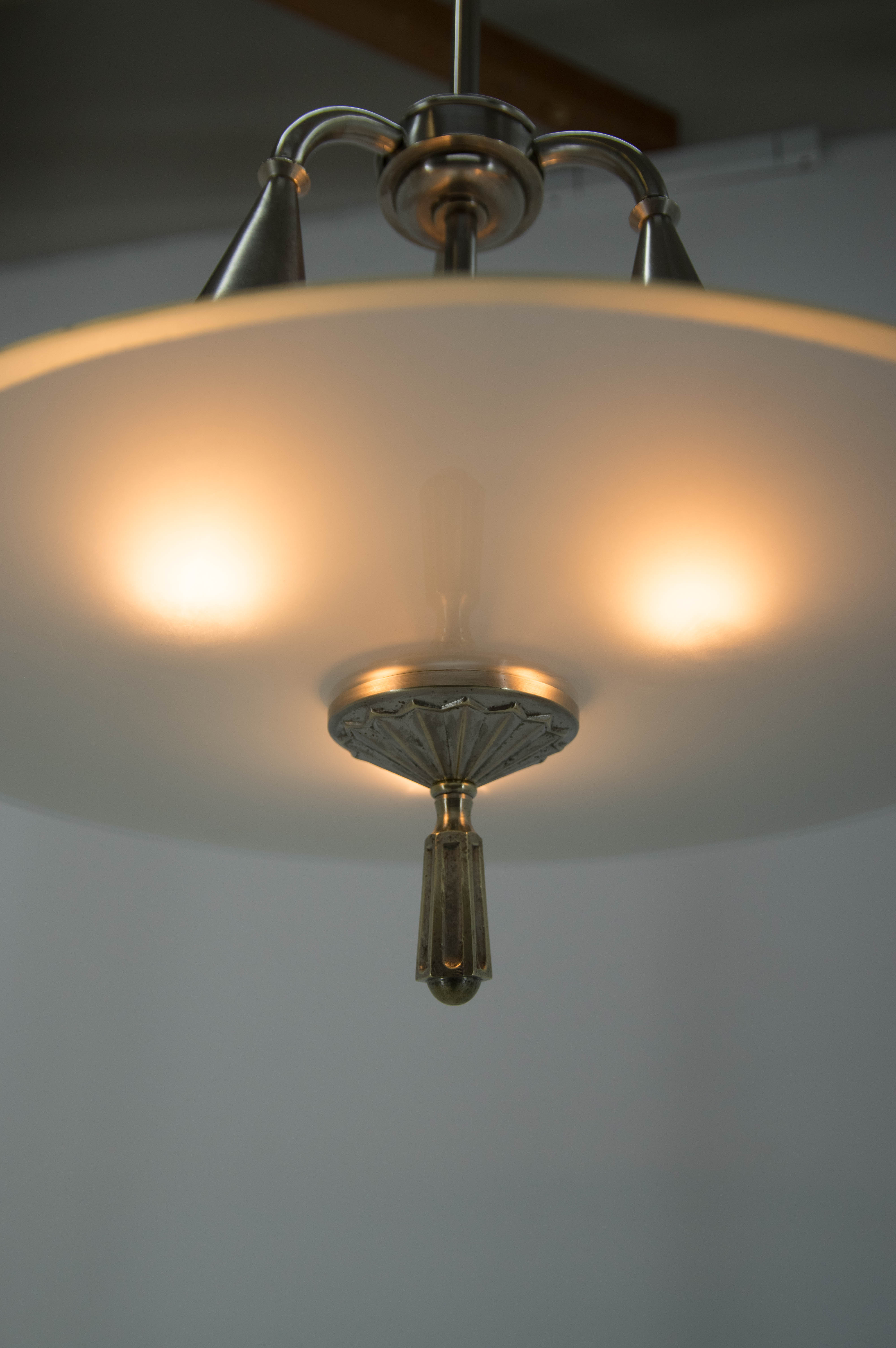 Art Deco Nickel-plated Chandelier, 1920s