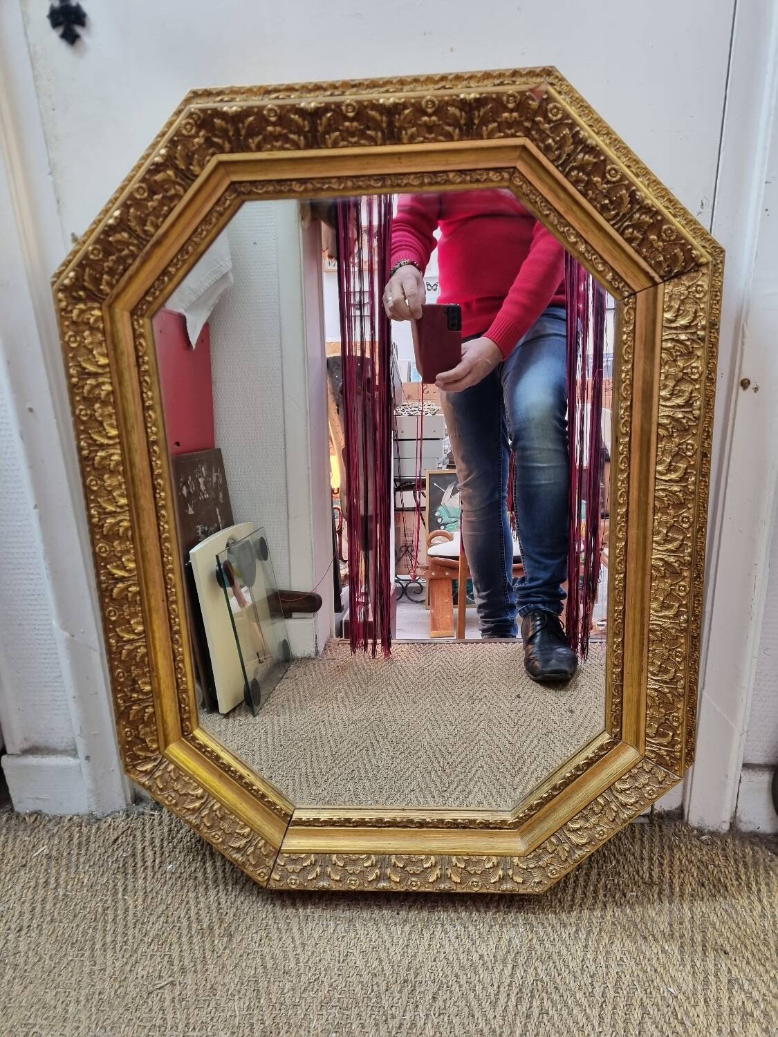 Golden wooden mirror 85X62cm