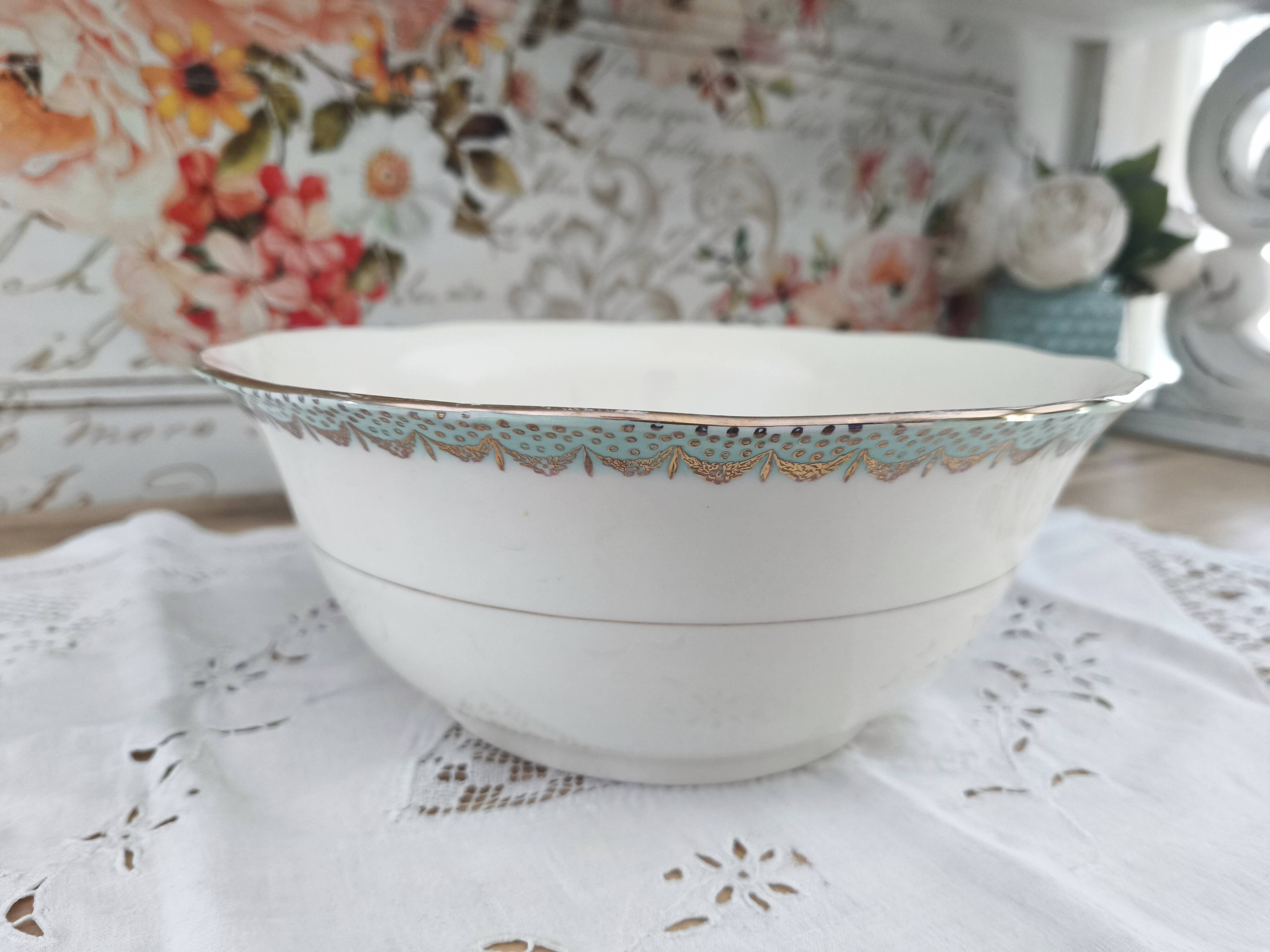 Longwy France earthenware salad bowl, Trianon model