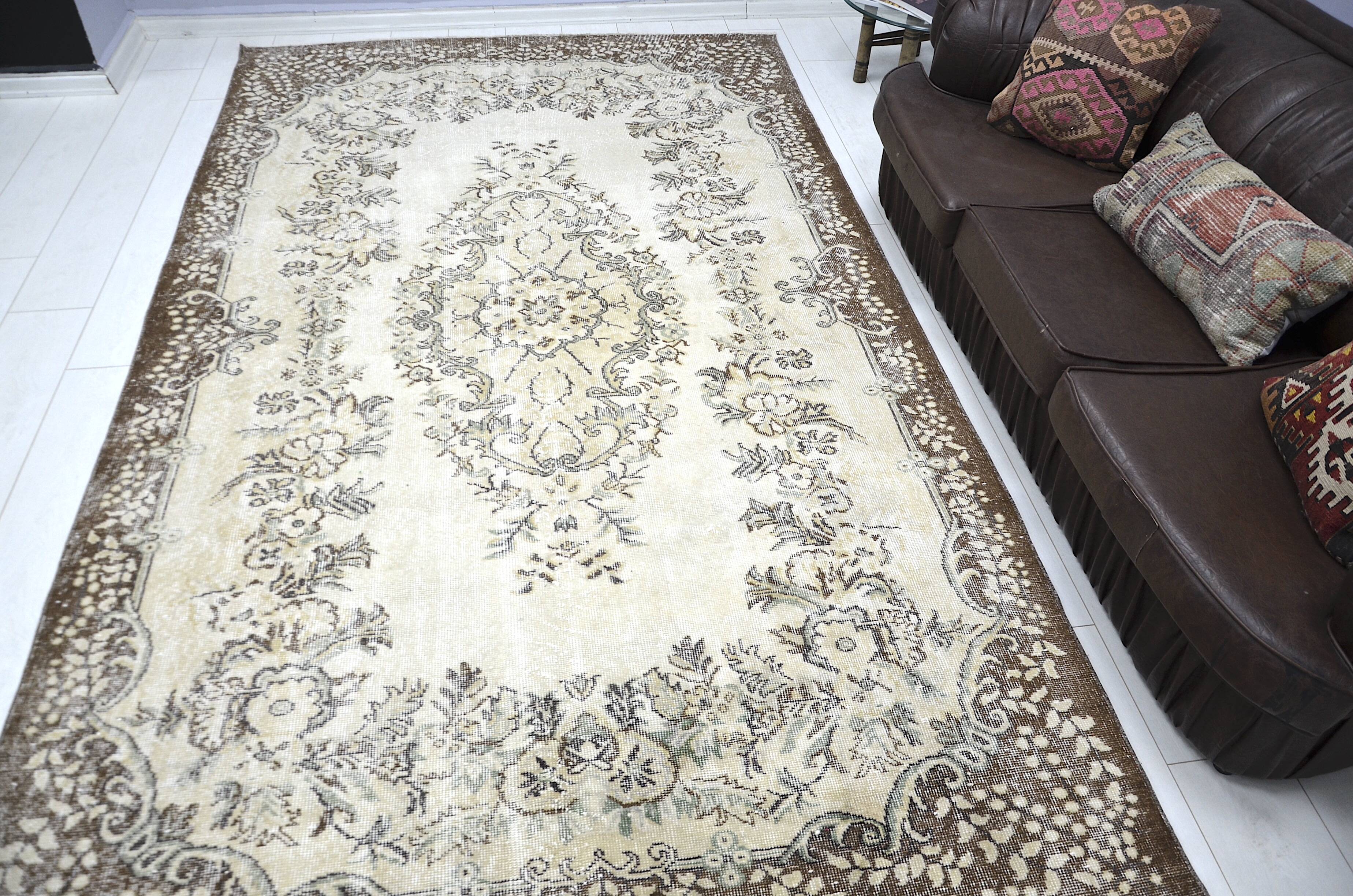 Beige & Brown Turkish Handmade Wool Rug sku 2257.