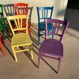 Set of 8 multi-colored bistro chairs