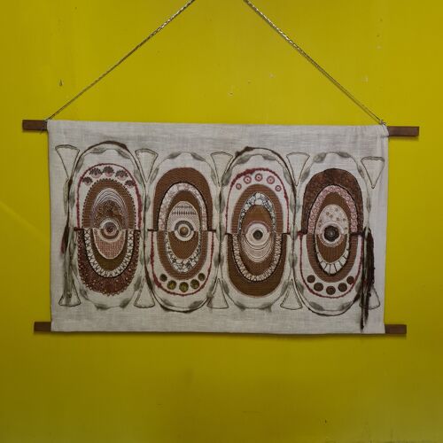 Vintage handmade wall tapestry, from the 1960s.