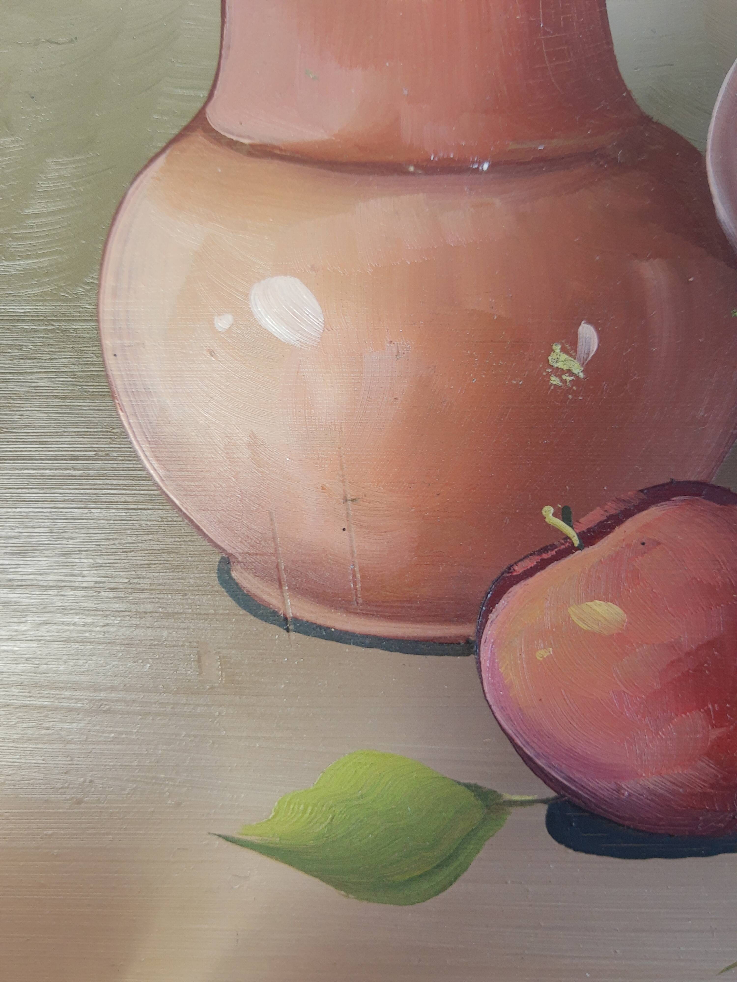 Still life painting frame signed vintage