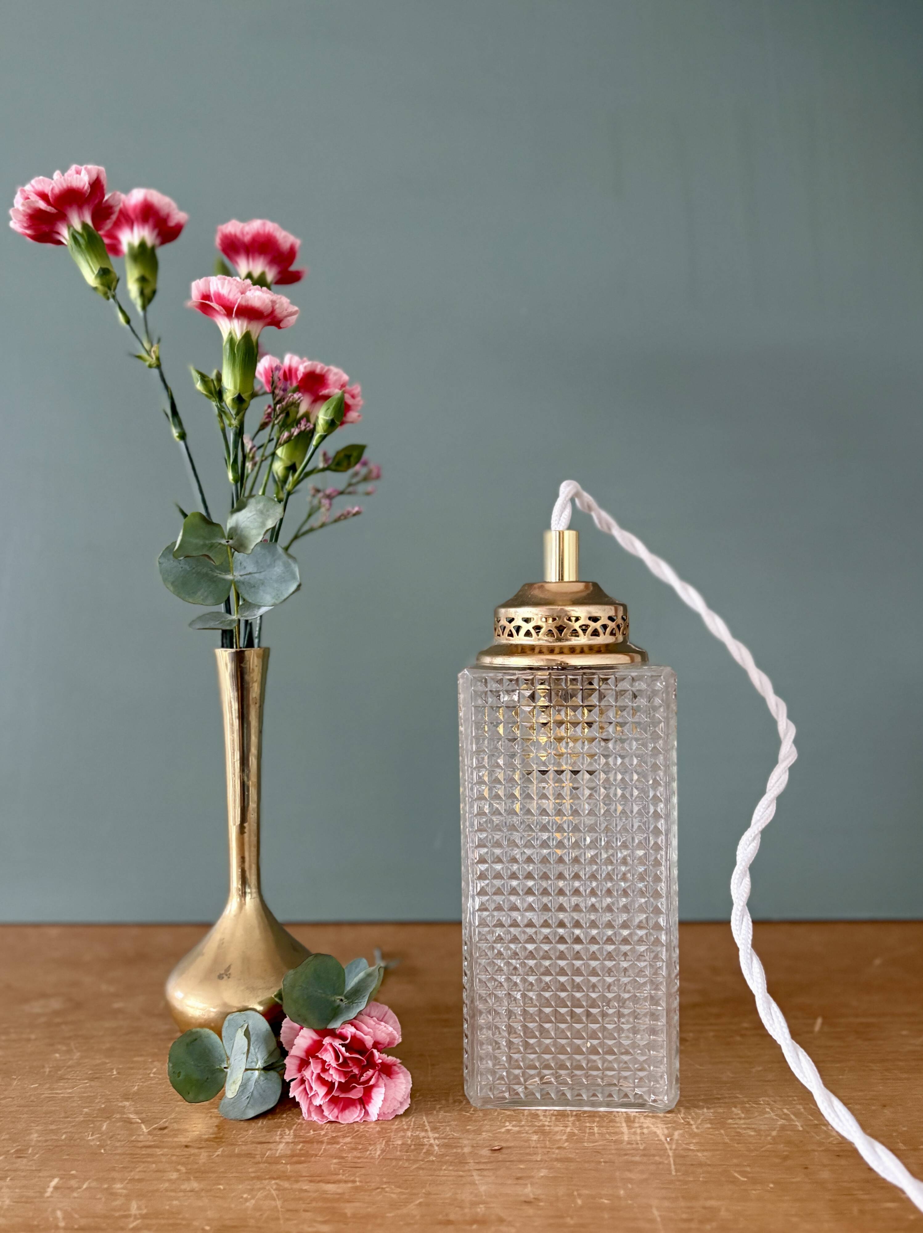 Vintage glass globe table lamp or portable lamp