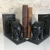 Wooden elephant bookends blackened around 1930