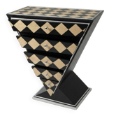 Commode pyramidale Art Déco en bois de hêtre à 5 tiroirs Marqueterie