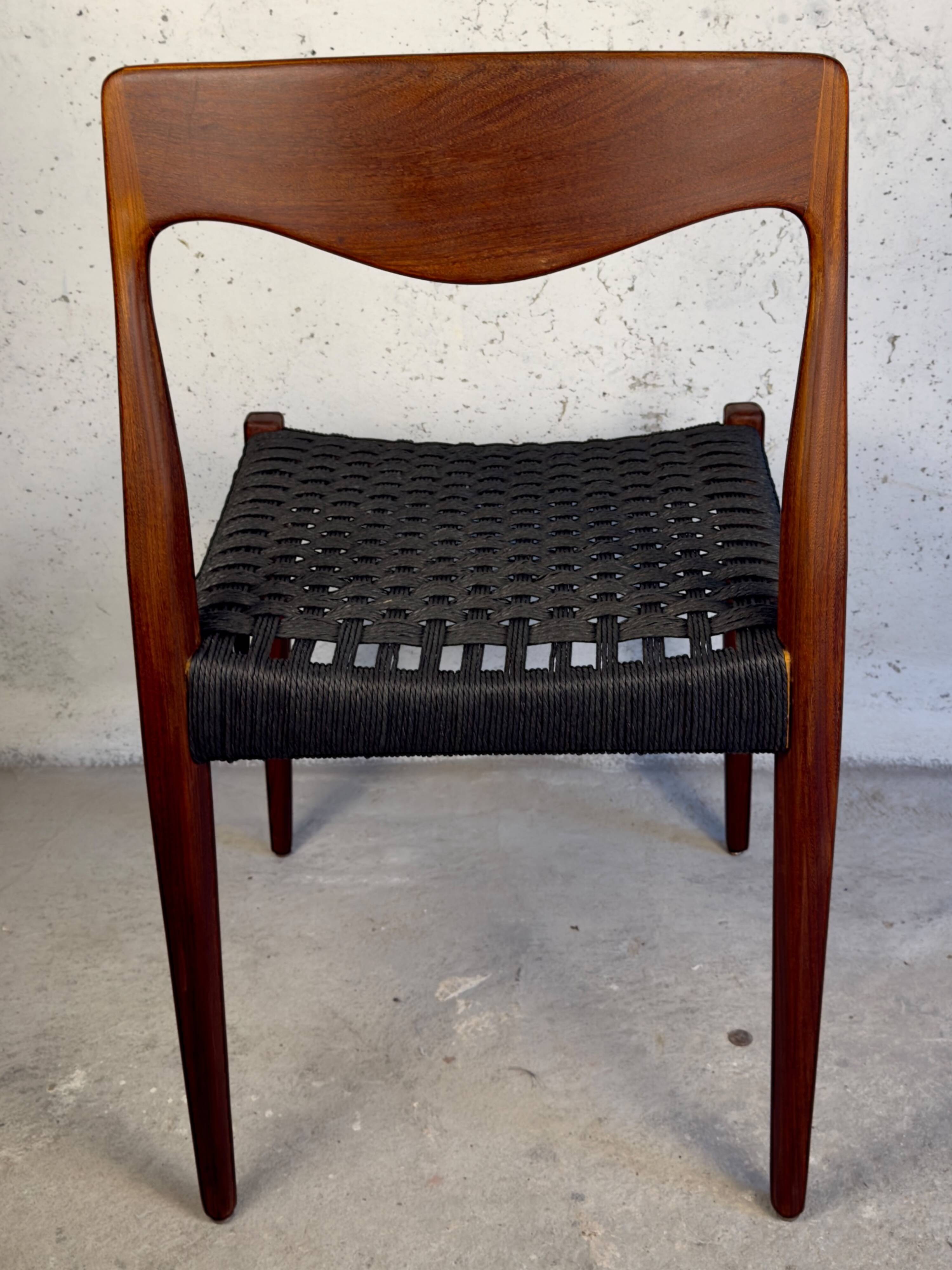 Dining Chair – Teak & Black Danish Cord,  1960