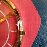 Vintage formica clock silent wall clock "FFR crimson red"