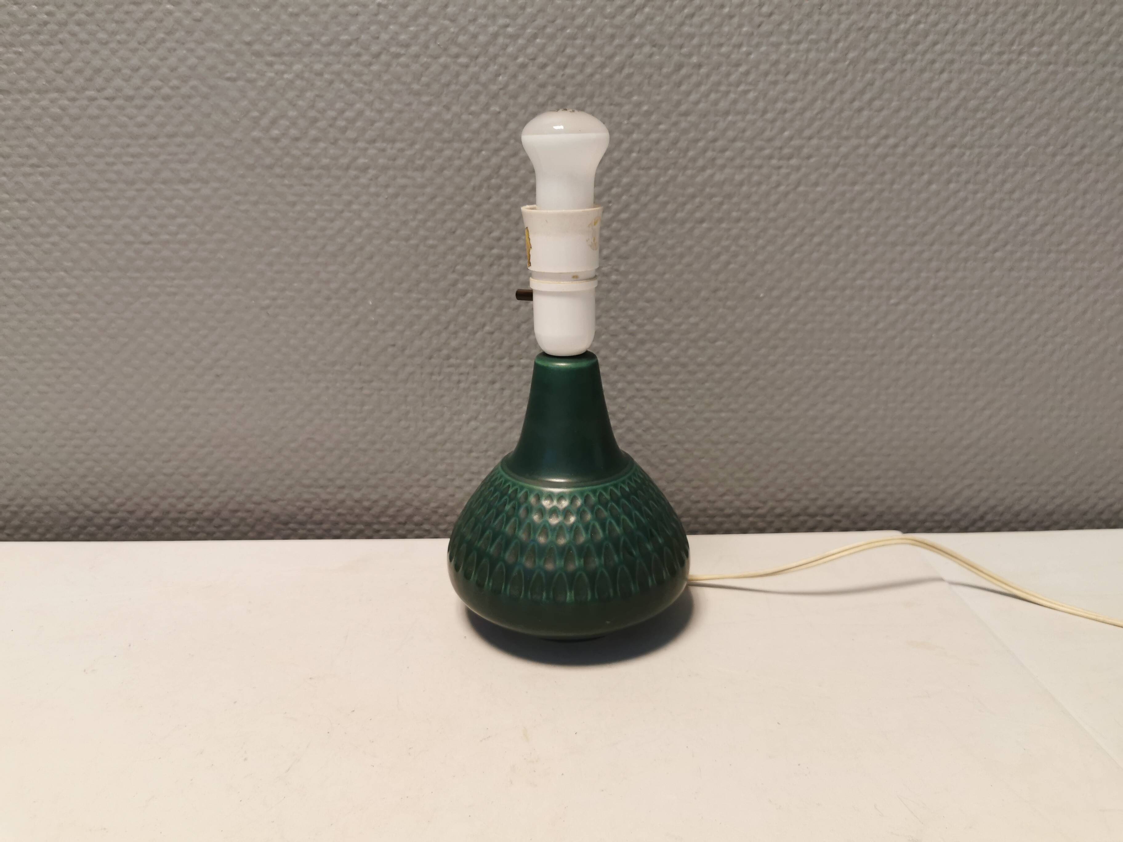 Beautiful table lamp in green/blue ceramic, Danish from the 1970s.