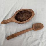 Butter mold and wooden spoon