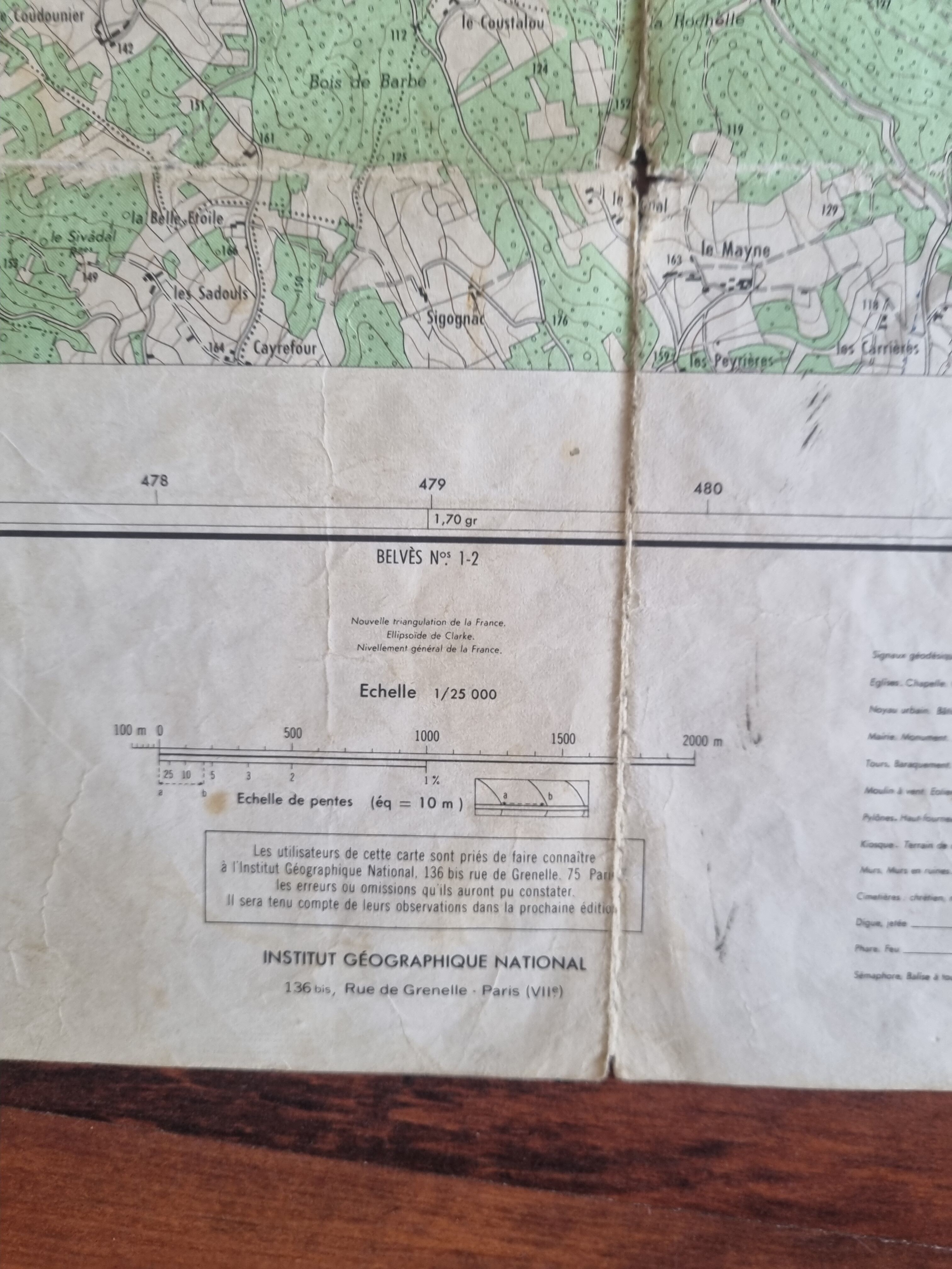 Carte ancienne Le Bugue 5-6 - 1/25000ème (1970)